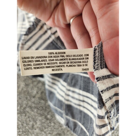 I Love Ronson Xs Gray White Plaid Button Down Long Sleeve Blouse - Picture 5 of 6